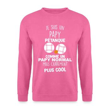 Papy pétanque - Sweat-shirt Unisexe - rose - Devant
