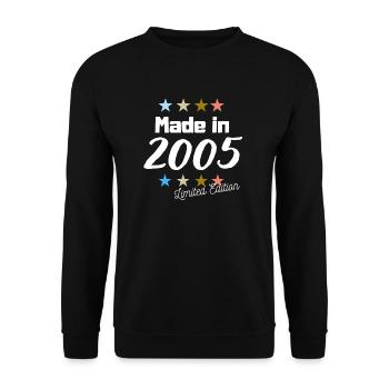 Made in 2005 Limited Edition Jahrgang Geburtstag - Unisex Pullover - Schwarz - Vorne - Alina (178cm) & Michal (187cm)