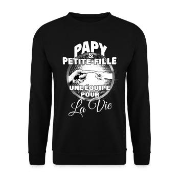 Papy et petit-fille équipe pour la vie Cadeau - Sweat-shirt Unisexe - noir - Devant - Alina (178cm) & Michal (187cm)