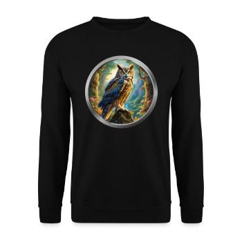 Owl Animal - 3 - Unisex Sweatshirt - black - Front - Alina (178cm) & Michal (187cm)