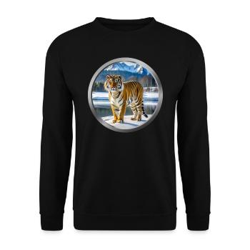 Tiger Animal - Unisex Sweatshirt - black - Front - Alina (178cm) & Michal (187cm)