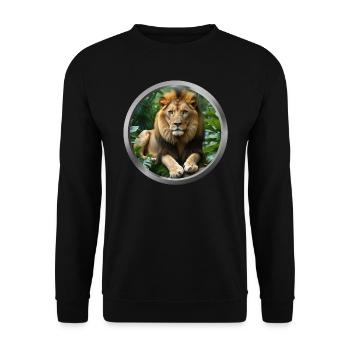 Lion Animal - 2 - Unisex Sweatshirt - black - Front - Alina (178cm) & Michal (187cm)