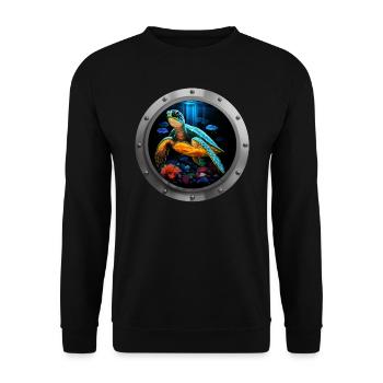 Sea Turtle Animal - 2 - Unisex Sweatshirt - black - Front - Alina (178cm) & Michal (187cm)