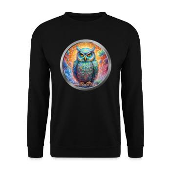 Owl Animal -4 - Unisex Sweatshirt - black - Front - Alina (178cm) & Michal (187cm)