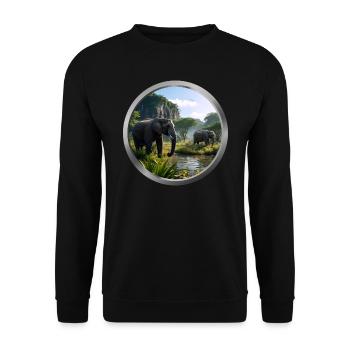 Elephant Animal - 4 - Unisex Sweatshirt - black - Front - Alina (178cm) & Michal (187cm)