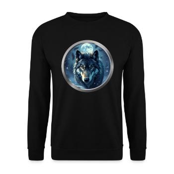 Wolf Animal - 5 - Unisex Sweatshirt - black - Front - Alina (178cm) & Michal (187cm)