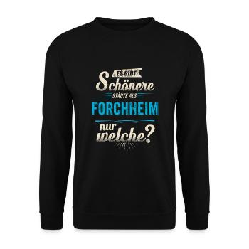Heimat Stadt - Forchheim - blau retro - RAHMENLOS - Unisex Pullover - Schwarz - Vorne - Alina (178cm) & Michal (187cm)