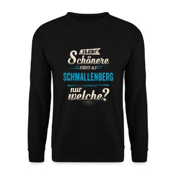 Heimat Stadt - Schmallenberg - blau retro - - Unisex Pullover - Schwarz - Vorne - Alina (178cm) & Michal (187cm)