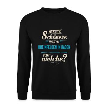 Heimat Stadt - Rheinfelden (Baden) - blau retro - - Unisex Pullover - Schwarz - Vorne - Alina (178cm) & Michal (187cm)