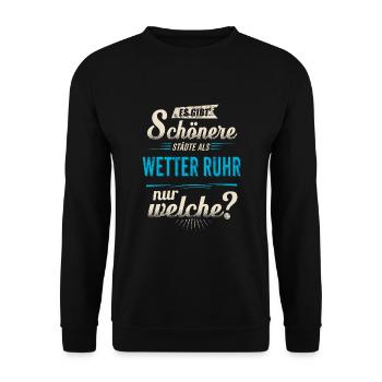 Heimat Stadt - Wetter (Ruhr) - blau retro - - Unisex Sweatshirt - black - Front - Alina (178cm) & Michal (187cm)