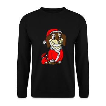 Cadeau de chiot costume de Noël teckel - Sweat-shirt Unisexe - noir - Devant - Alina (178cm) & Michal (187cm)