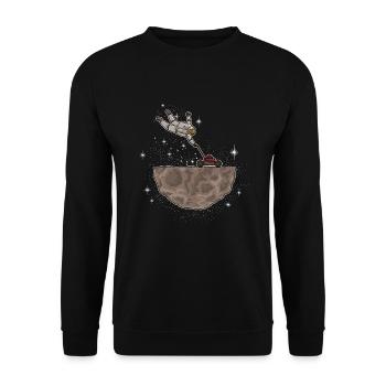 Rasenmäher Astronaut - Unisex Pullover - Schwarz - Vorne - Alina (178cm) & Michal (187cm)