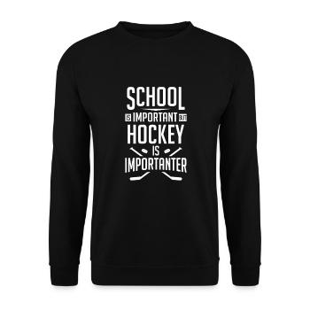 Hockey-Spieler-Geschenk-Bildungs-Eishockeymannschaft - Unisex Pullover - Schwarz - Vorne - Alina (178cm) & Michal (187cm)