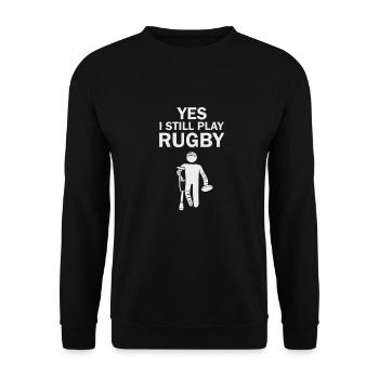 Rugby-Fußballspieler-Rugbyball-Geschenk - Unisex Pullover - Schwarz - Vorne - Alina (178cm) & Michal (187cm)