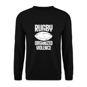 Rugby Fußball Rugby Ball Rugby Spieler - Unisex Pullover - Schwarz - Vorne - Alina (178cm) & Michal (187cm)