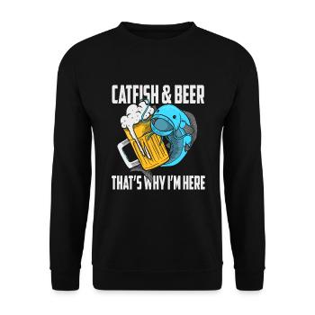 Fisherman Fishing Catfish Bierliebhaber Flathead Geschenk - Unisex Pullover - Schwarz - Vorne - Alina (178cm) & Michal (187cm)