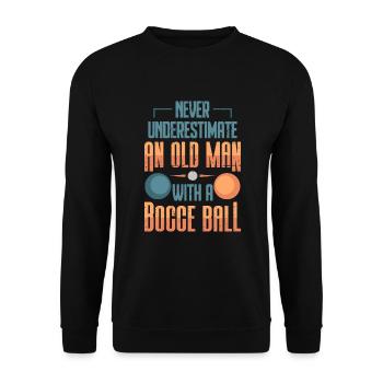 Old Man Bocce Player Funny Sport Oldies Gift - Unisex Sweatshirt - black - Front - Alina (178cm) & Michal (187cm)