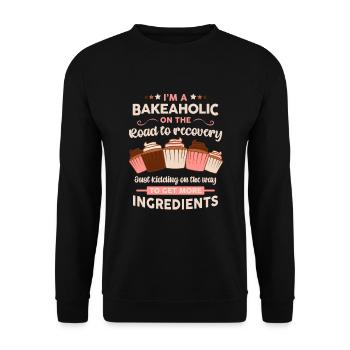 Baker Pâtissier Chef Cuisinier drôle bakéholic dire - Sweat-shirt Unisexe - noir - Devant - Alina (178cm) & Michal (187cm)