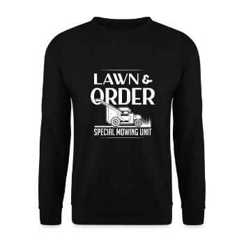 Lawn Mower Funny Grass Mowing Unit Order Gift - Unisex Sweatshirt - black - Front - Alina (178cm) & Michal (187cm)