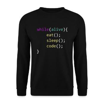 Eat Sleep Code Repeat - Unisex Sweatshirt - black - Front - Alina (178cm) & Michal (187cm)