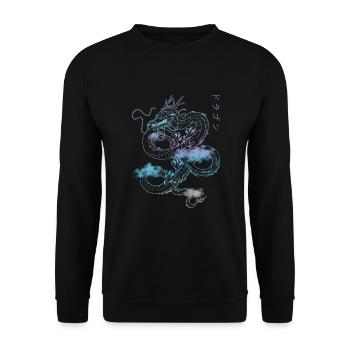 Streetwear Dragon Pastel retro 90s Japnan E-Girl - Sweat-shirt Unisexe - noir - Devant - Alina (178cm) & Michal (187cm)