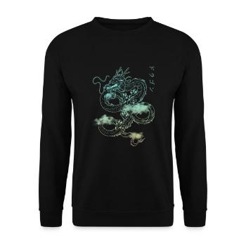 Japonais Anime Otaku retro Streetwear Dragon - Sweat-shirt Unisexe - noir - Devant - Alina (178cm) & Michal (187cm)
