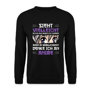 Anime Manga Otaku - Unisex Pullover - Schwarz - Vorne - Alina (178cm) & Michal (187cm)