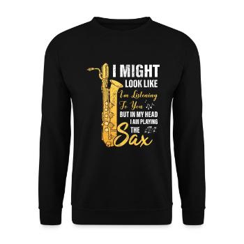 Saxophoniste cadeau de saxophone - Sweat-shirt Unisexe - noir - Devant - Alina (178cm) & Michal (187cm)