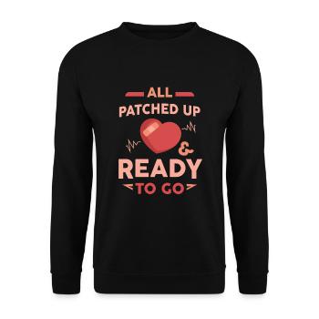 Open Heart Surgery Survivor All Patched Up Gift - Unisex Sweatshirt - black - Front - Alina (178cm) & Michal (187cm)