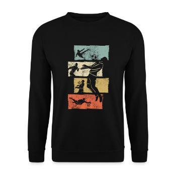 Footballeur footballeur rétro football - Sweat-shirt Unisexe - noir - Devant - Alina (178cm) & Michal (187cm)