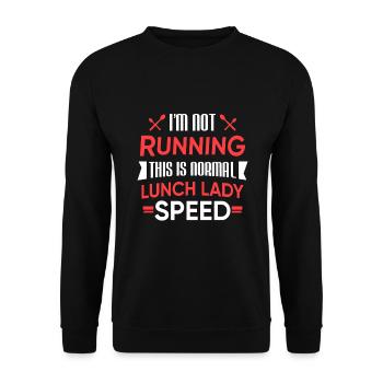Funny Canteen Lunch Lady Funny Running Speed Gift - Unisex Sweatshirt - black - Front - Alina (178cm) & Michal (187cm)