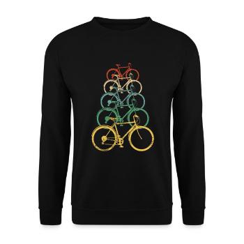 Vintage Fahrräder Fahrradmotiv Fahrrad Geschenk - Unisex Pullover - Schwarz - Vorne - Alina (178cm) & Michal (187cm)