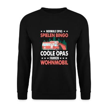 Opa Wohnmobil Wohnwagen Camping Geschenk - Unisex Pullover - Schwarz - Vorne - Alina (178cm) & Michal (187cm)
