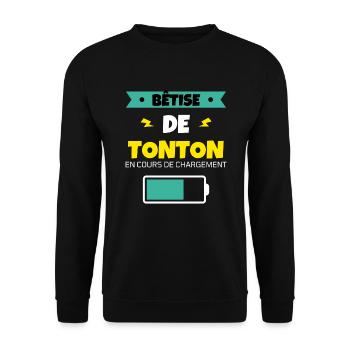tonton bêtise cadeau noel humour famille - Sweat-shirt Unisexe - noir - Devant - Alina (178cm) & Michal (187cm)