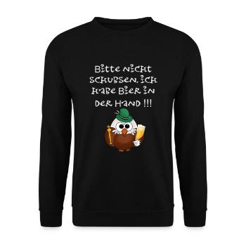 Schützenfest - bitte nicht schubsen,lustiger Vogel - Unisex Pullover - Schwarz - Vorne - Alina (178cm) & Michal (187cm)