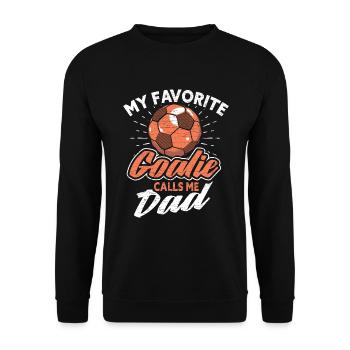 Fußballer Fußball Papa - Unisex Pullover - Schwarz - Vorne - Alina (178cm) & Michal (187cm)