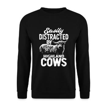 Highland Cow Schottische Hochlandkuh Kuh - Unisex Pullover - Schwarz - Vorne - Alina (178cm) & Michal (187cm)