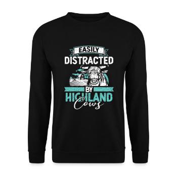 Highland Cattle Cow Schottische Kuh - Unisex Pullover - Schwarz - Vorne - Alina (178cm) & Michal (187cm)