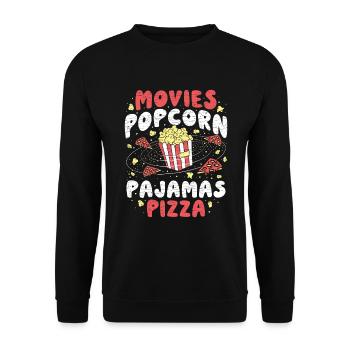 Movies Popcorn Geschenk - Unisex Pullover - Schwarz - Vorne - Alina (178cm) & Michal (187cm)
