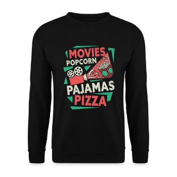 Kino Movies Popcorn - Unisex Pullover - Schwarz - Vorne - Alina (178cm) & Michal (187cm)