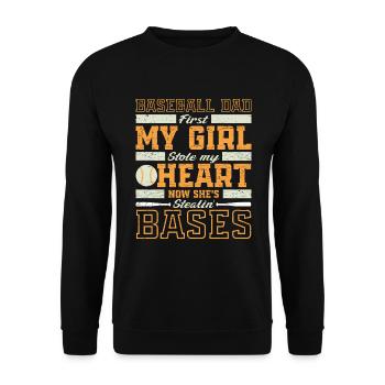 Baseballspielerin Papa Geschenk Baseball - Unisex Pullover - Schwarz - Vorne - Alina (178cm) & Michal (187cm)