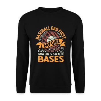 Baseball Papa Vatertag Baseballspieler - Unisex Pullover - Schwarz - Vorne - Alina (178cm) & Michal (187cm)