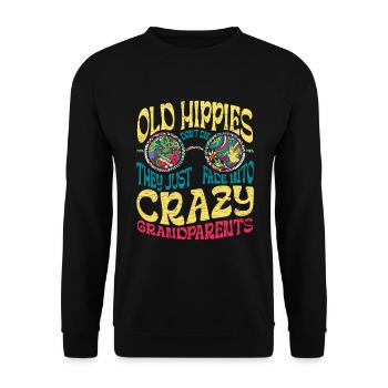 Oma Opa Hippies Geschenk - Unisex Pullover - Schwarz - Vorne - Alina (178cm) & Michal (187cm)