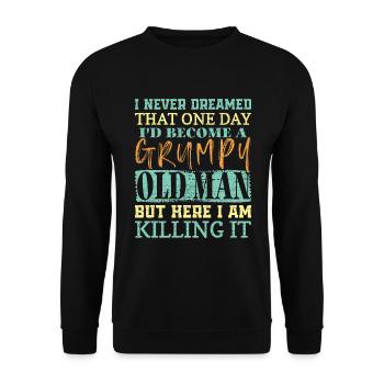Großvater Geschenk Opa Geschenkidee - Unisex Pullover - Schwarz - Vorne - Alina (178cm) & Michal (187cm)