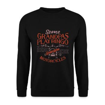 Motorrad Biker Opa Motorradfahrer - Unisex Pullover - Schwarz - Vorne - Alina (178cm) & Michal (187cm)