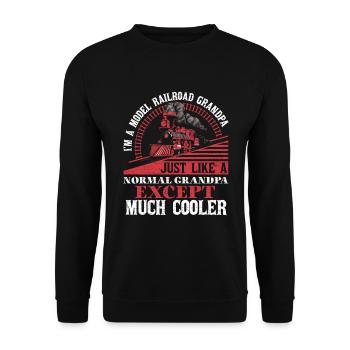 Modelleisenbahn Opa Großvater Eisenbahn - Unisex Pullover - Schwarz - Vorne - Alina (178cm) & Michal (187cm)