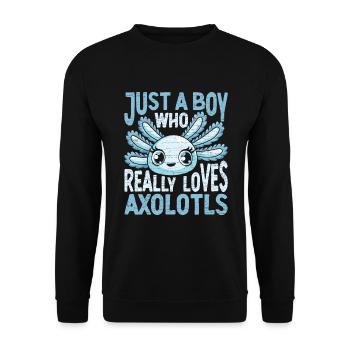 Axolotl Amphibie Geschenk - Unisex Pullover - Schwarz - Vorne - Alina (178cm) & Michal (187cm)