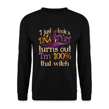 Hexe Halloween Geschenk - Unisex Pullover - Schwarz - Vorne - Alina (178cm) & Michal (187cm)