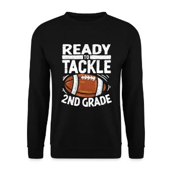 2. Klasse Schüler Schulkind - Unisex Pullover - Schwarz - Vorne - Alina (178cm) & Michal (187cm)