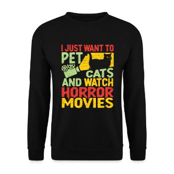 Halloween Horrorfilme - Unisex Pullover - Schwarz - Vorne - Alina (178cm) & Michal (187cm)